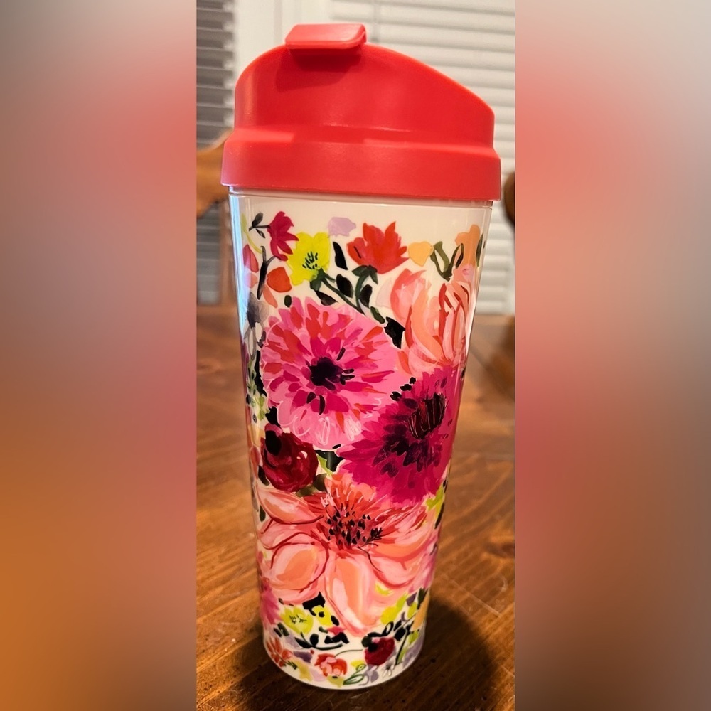 Kate Spade Insulated Travel Acrylic Tumbler Mug 16 oz Floral Preppy Feminine